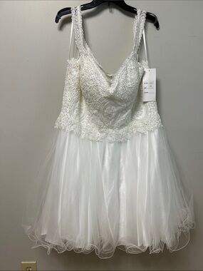 NWT‎ Fiesta Fashion White Tulle Short Formal Dress Bride Plus Size 3XL
